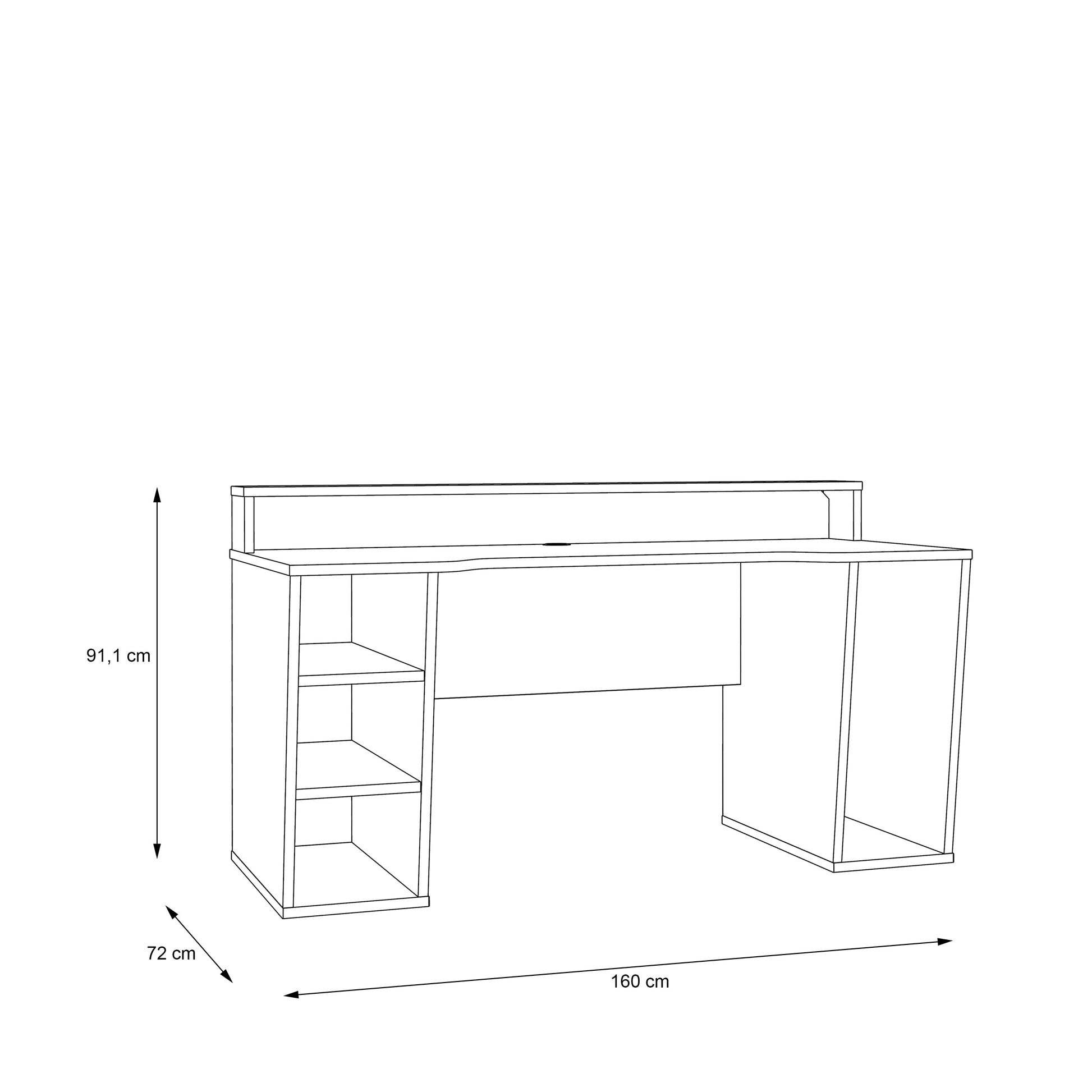 Cote | Furniture Tezaur Gaming Desk, 2 Shelves with LED - Black  Tezaur, Gaming Furniture 801tzrb211b3-z113