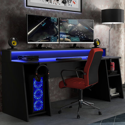 Cote | Furniture Tezaur Gaming Desk with Blue LED - Black Tezaur, Gaming Furniture 801tzrb215b3-z113