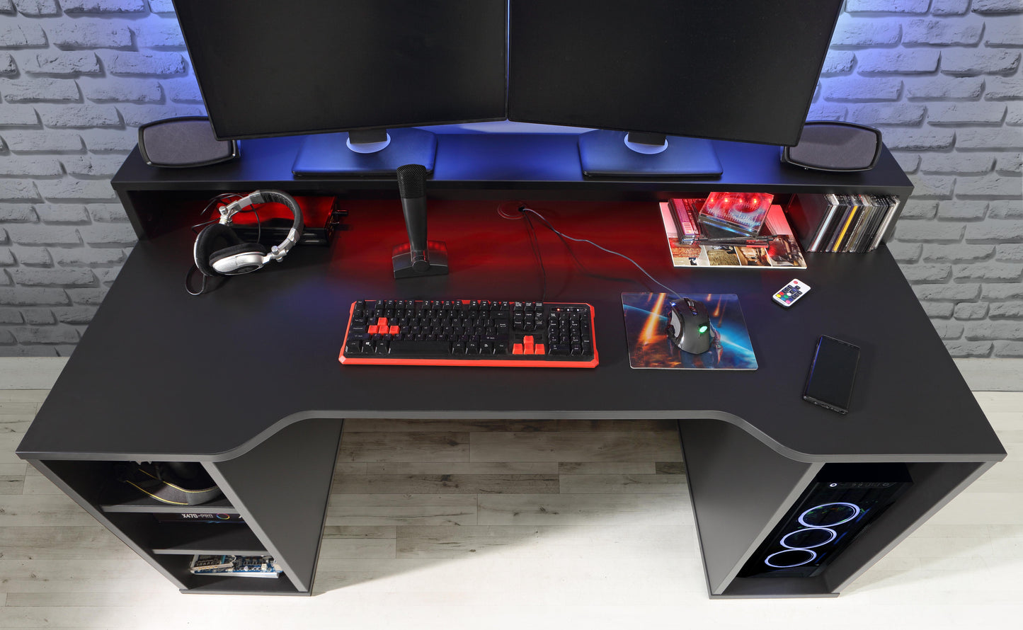 Cote | Furniture Tezaur Gaming Desk with Blue LED - Black Tezaur, Gaming Furniture 801tzrb215b3-z113