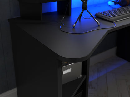 Cote | Furniture Tezaur Gaming Desk with LED - Black Tezaur, Gaming Furniture 801tzrb221b3-z113