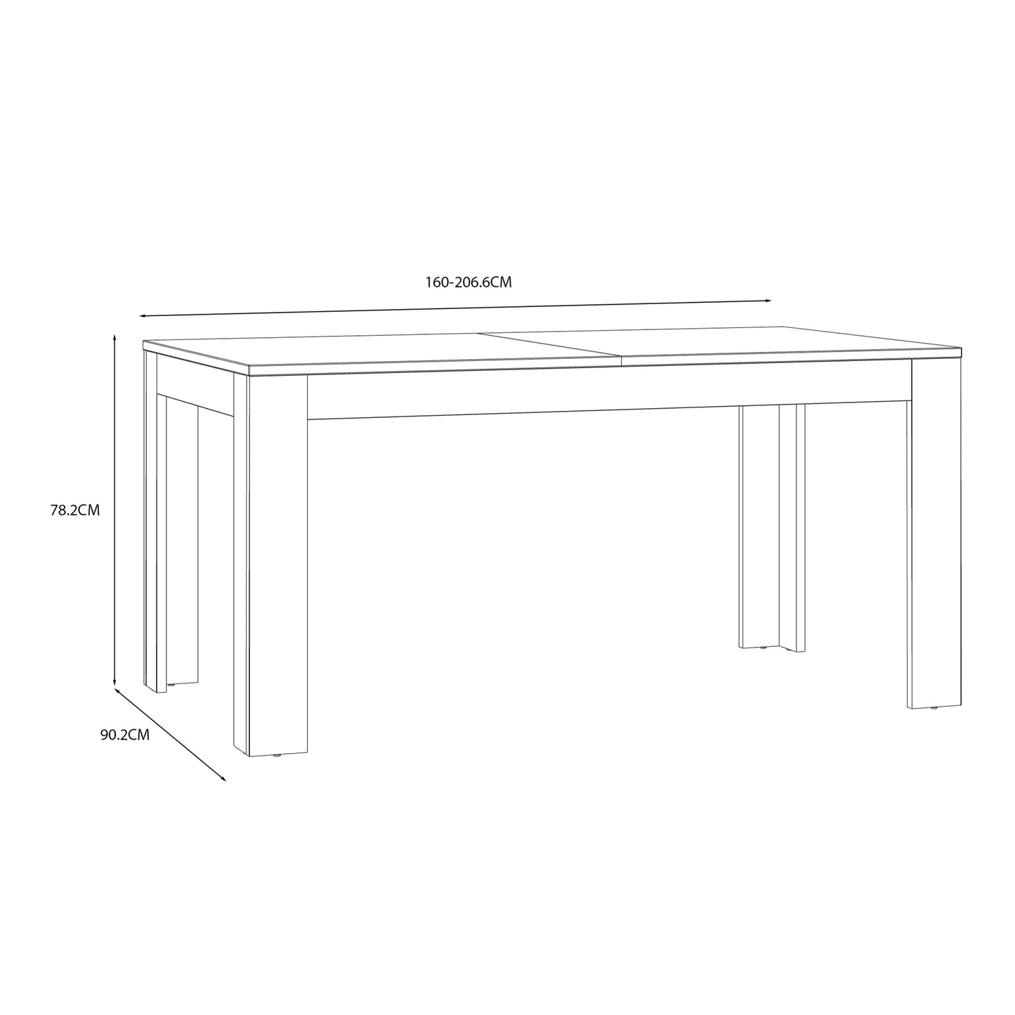 Cote | Furniture Bohol 4-6 Seater Extending Dining Table - Oak/Navy Bohol, Dining Tables 801xelt161-m348