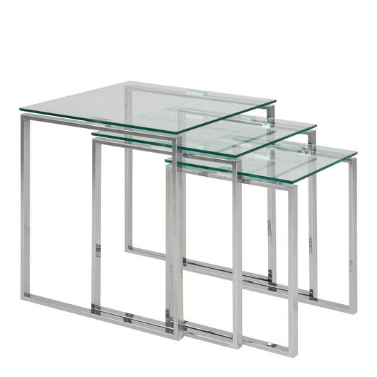 Cote | Furniture Katrine Nest of Tables with Glass Top - Chrome (Set of 3) Katrine, Nest of Tables 90A0000051092