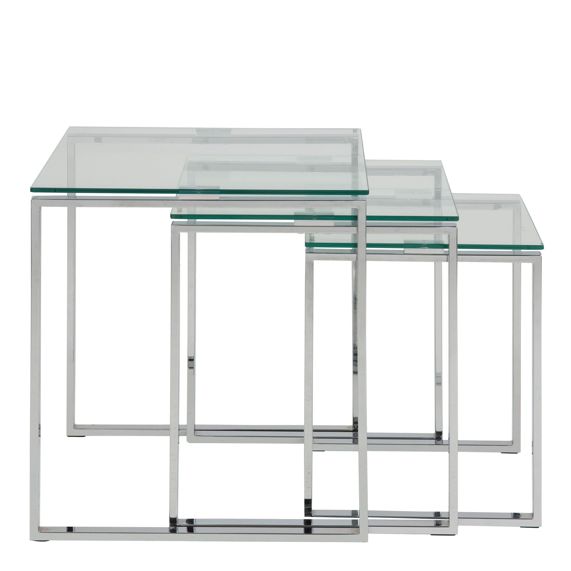 Cote | Furniture Katrine Nest of Tables with Glass Top - Chrome (Set of 3) Katrine, Nest of Tables 90A0000051092