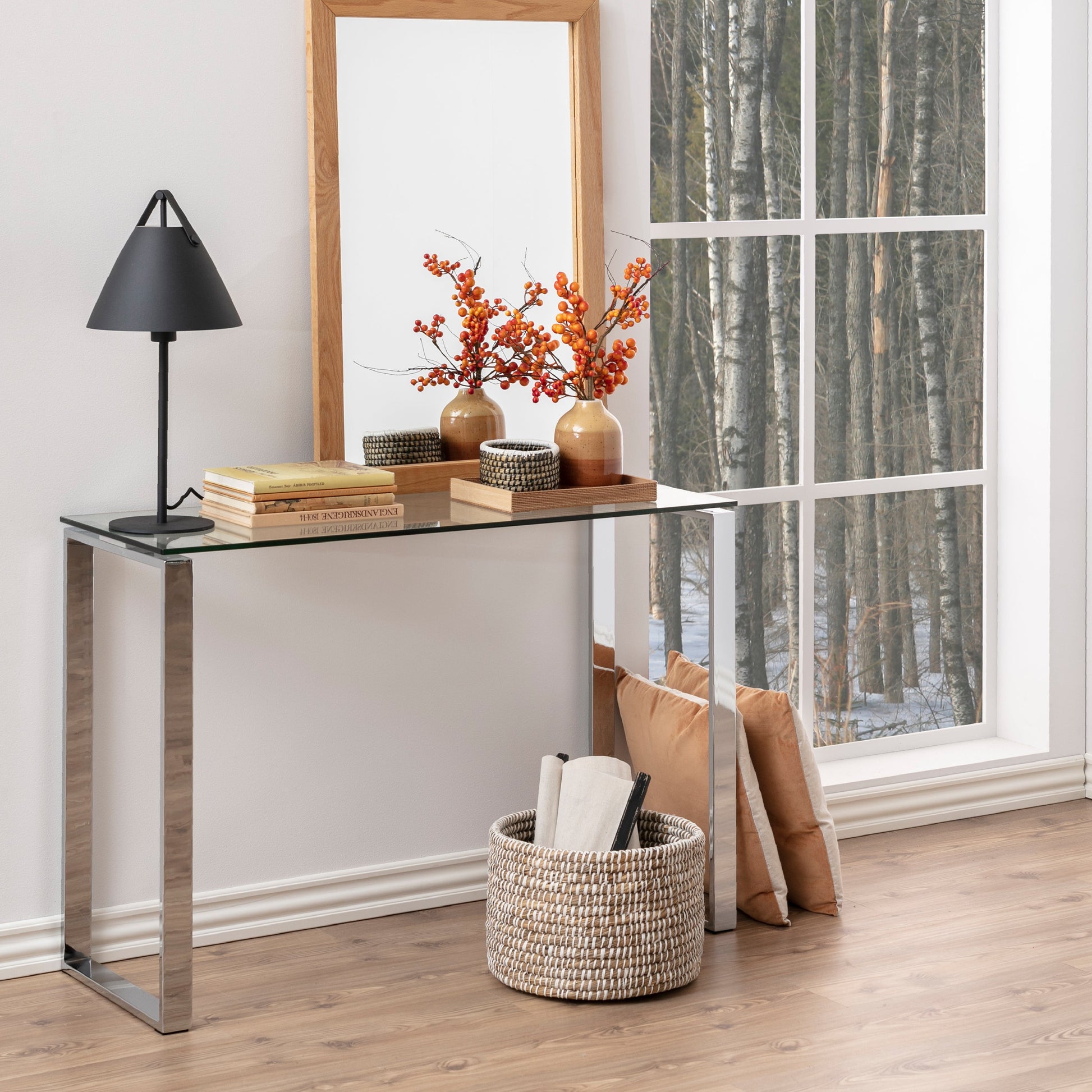 Cote | Furniture Katrine Console Table with Glass Top - Chrome Katrine, Console Tables 90A0000051222