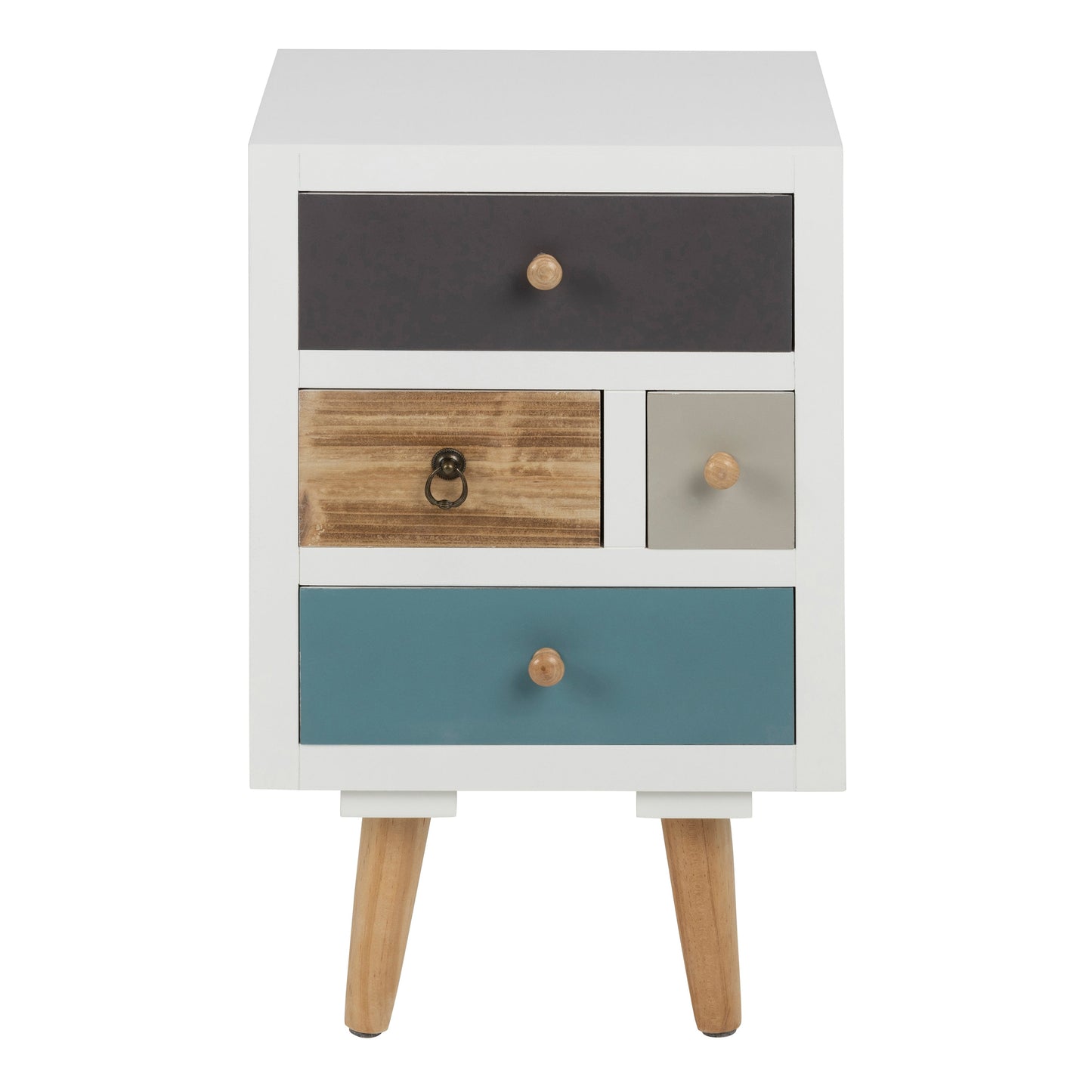 Cote | Furniture Thais Bedside Table, 4 Drawers - White Shabby Chic / Multi Coloured Thais, Bedside Tables 90A0000063369