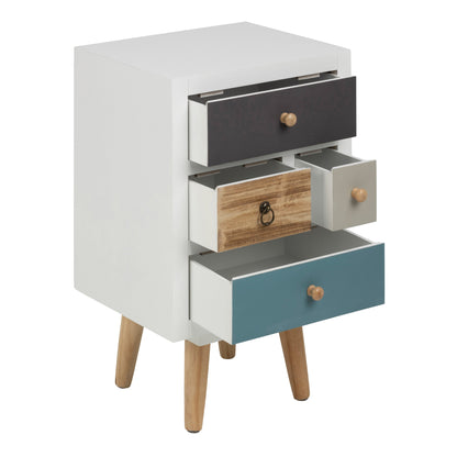 Cote | Furniture Thais Bedside Table, 4 Drawers - White Shabby Chic / Multi Coloured Thais, Bedside Tables 90A0000063369