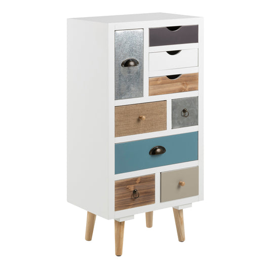 Cote | Furniture Thais Chest of Drawers, 9 Drawers - White Shabby Chic / Multi Coloured Thais, Chest of Drawers 90A0000063372