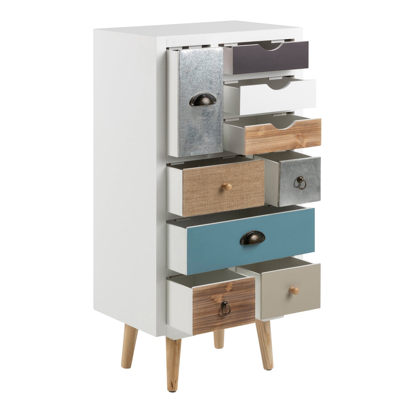 Cote | Furniture Thais Chest of Drawers, 9 Drawers - White Shabby Chic / Multi Coloured Thais, Chest of Drawers 90A0000063372