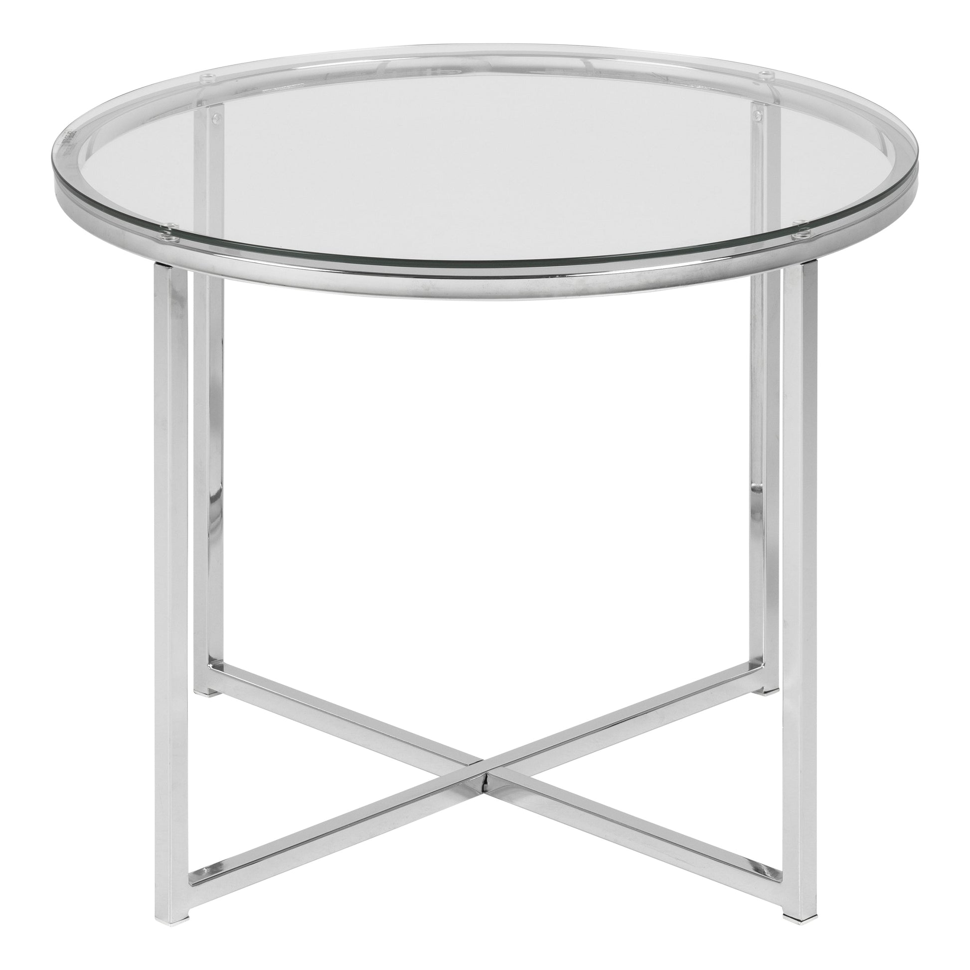 Cote | Furniture Cross Side Table, Round with Glass Top - Chrome Cross, Side Tables 90A0000066496