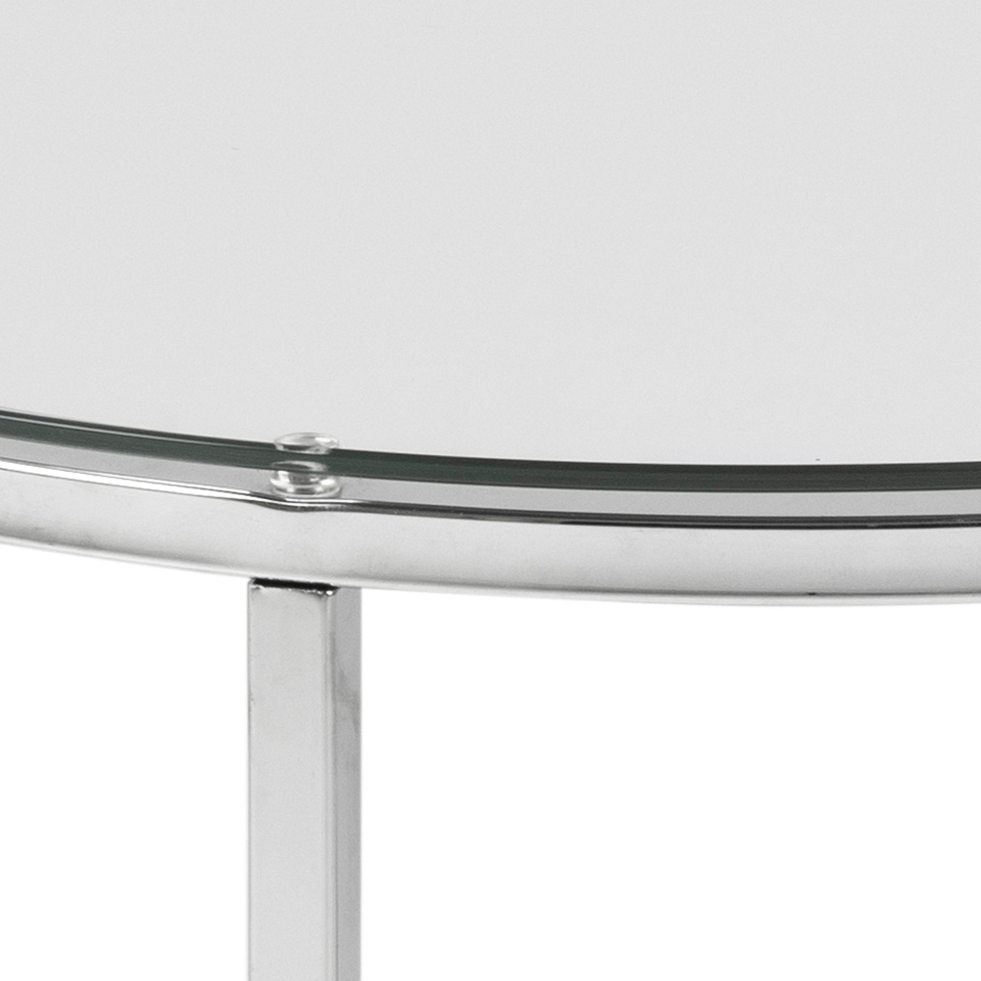 Cote | Furniture Cross Side Table, Round with Glass Top - Chrome Cross, Side Tables 90A0000066496