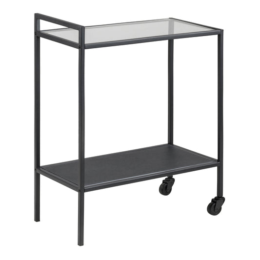 Cote | Furniture Seaford Serving Trolley, Metal Frame with Glass Top - Black Seaford, Bookcases 90A0000072130