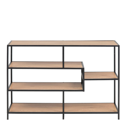 Cote | Furniture Seaford Bookcase, Wide Metal Frame with 4 Oak Shelves - Black  Seaford, Bookcases 90A0000074544