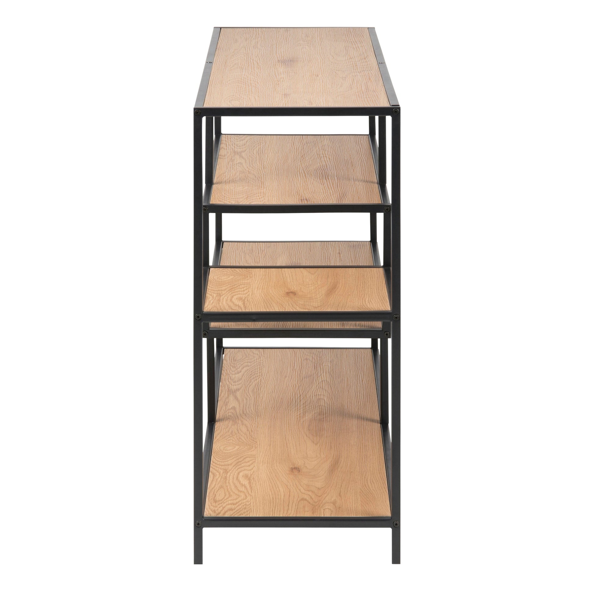 Cote | Furniture Seaford Bookcase, Wide Metal Frame with 4 Oak Shelves - Black  Seaford, Bookcases 90A0000074544