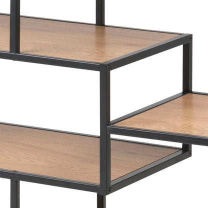 Cote | Furniture Seaford Bookcase, Wide Metal Frame with 4 Oak Shelves - Black  Seaford, Bookcases 90A0000074544