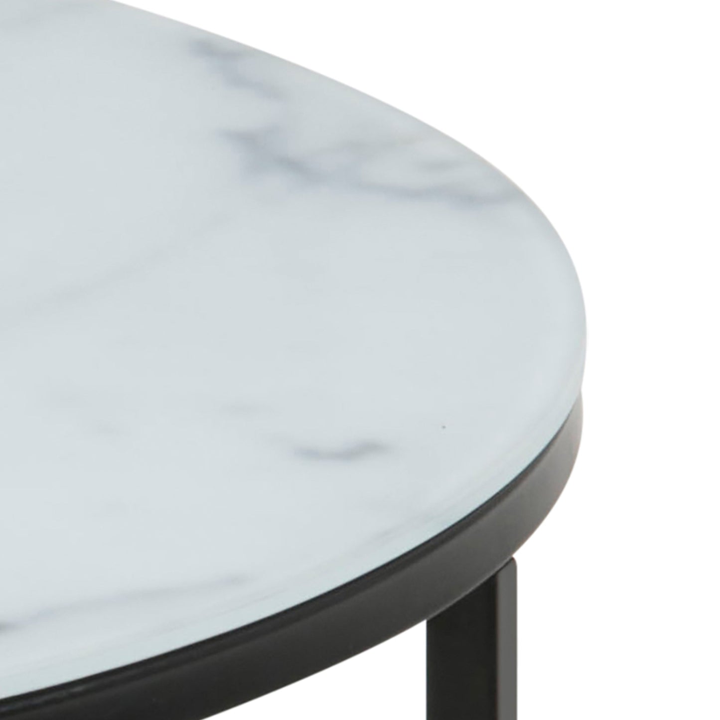 Cote | Furniture Alisma Coffee Table, Round with Marble Effect Glass Top - Black Alisma, Coffee Tables 90A0000074993