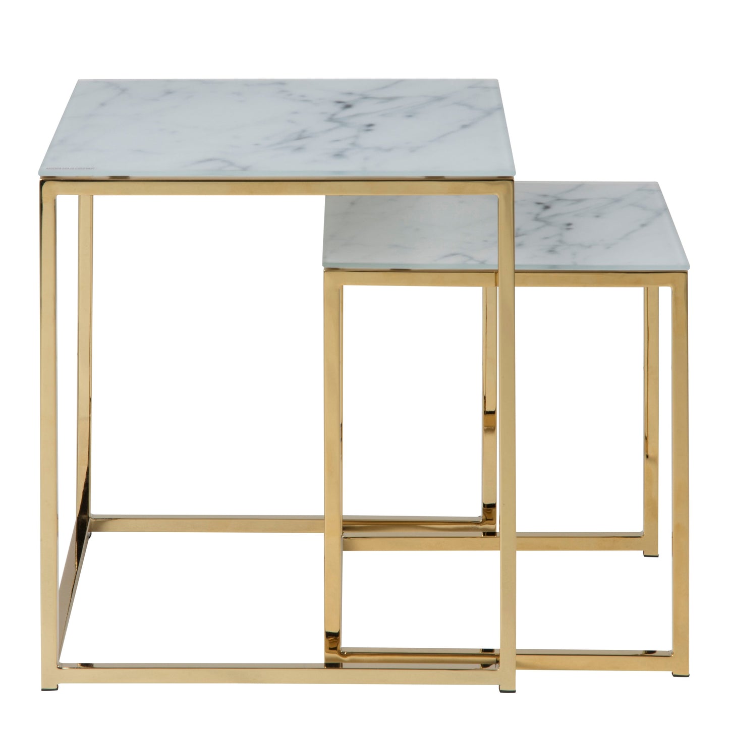 Cote | Furniture Alisma Nest of Tables with White Marble Effect Glass Top - Gold Alisma, Coffee Tables 90A0000075635