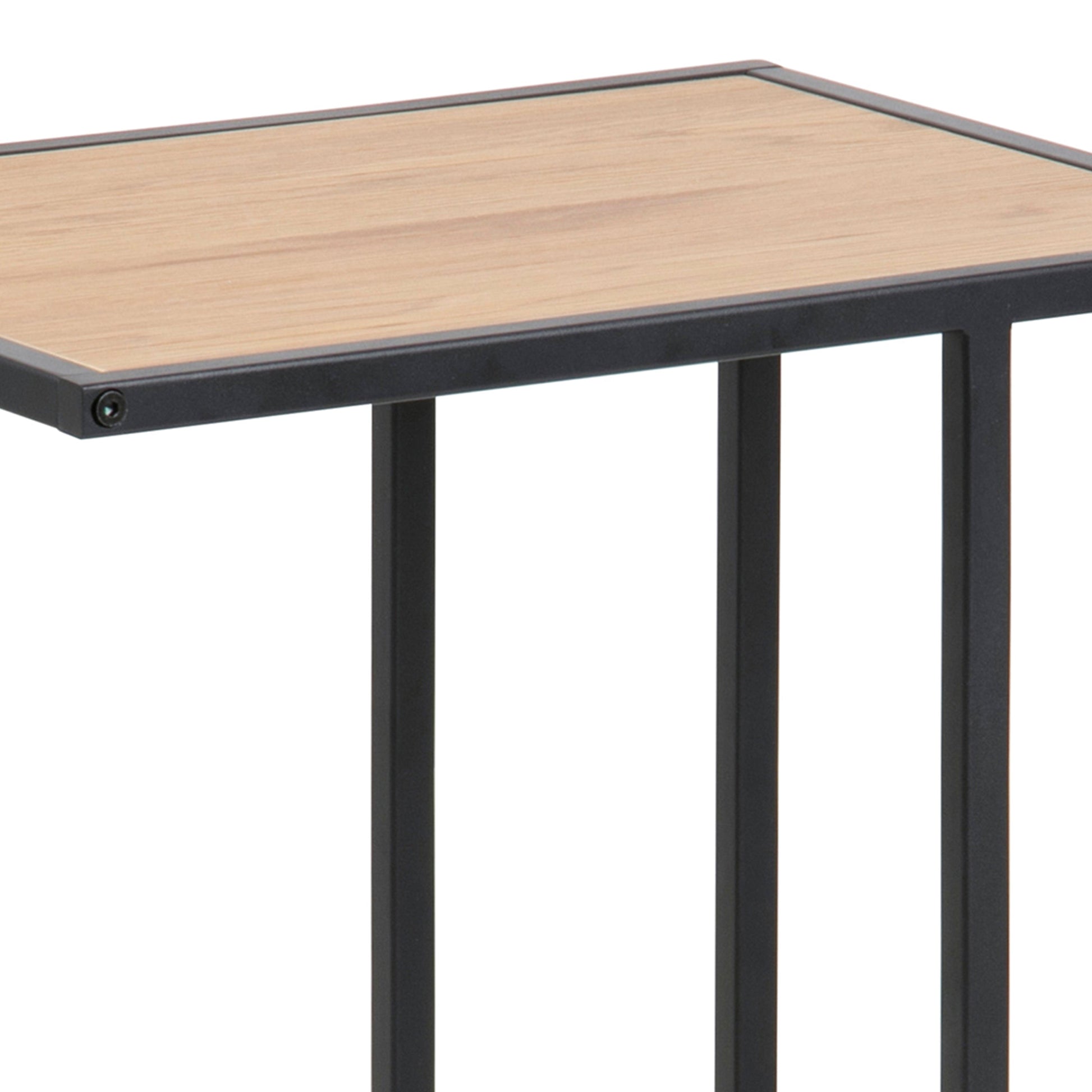 Cote | Furniture Seaford Side Table, Metal Frame with Oak Top - Black Seaford, Side Tables 90A0000079386