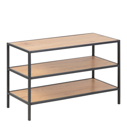 Cote | Furniture Seaford Shoe Rack Metal Frame with 2 Oak Shelves - Black Seaford, Shoe Storage 90A0000079423