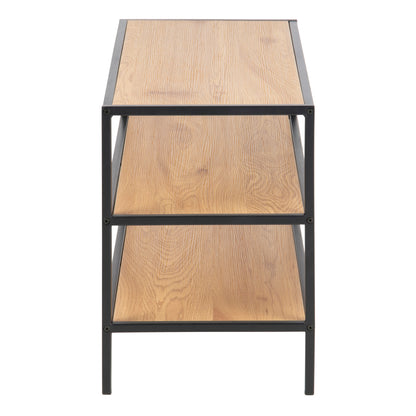 Cote | Furniture Seaford Shoe Rack Metal Frame with 2 Oak Shelves - Black Seaford, Shoe Storage 90A0000079423