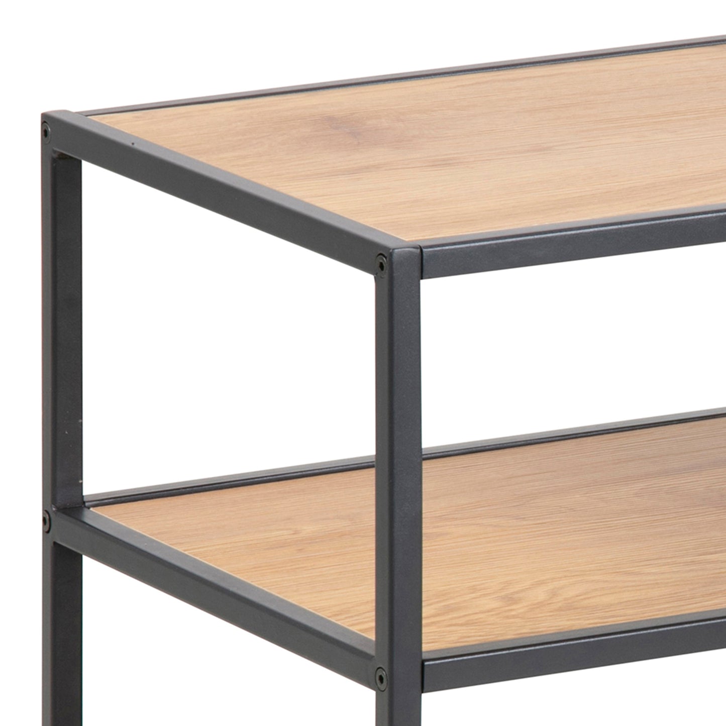 Cote | Furniture Seaford Shoe Rack Metal Frame with 2 Oak Shelves - Black Seaford, Shoe Storage 90A0000079423