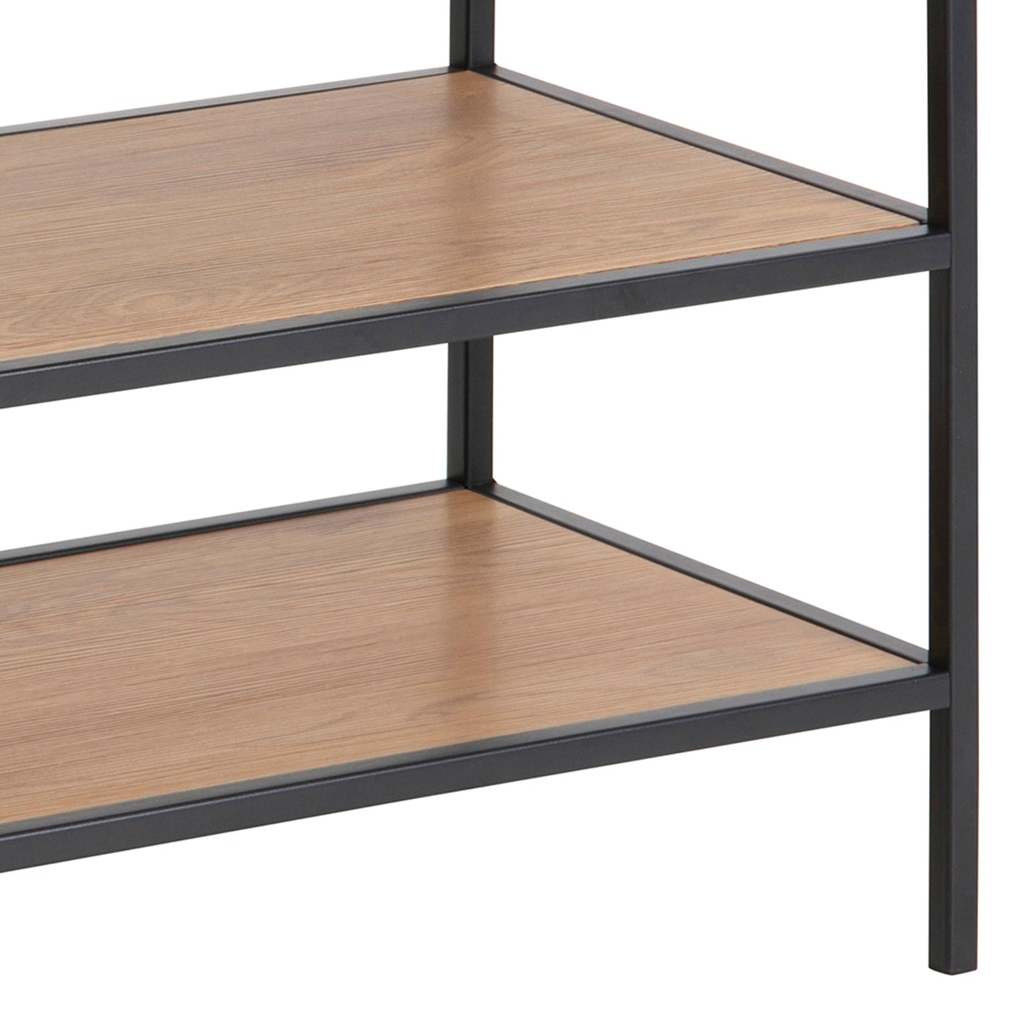 Cote | Furniture Seaford Shoe Rack Metal Frame with 2 Oak Shelves - Black Seaford, Shoe Storage 90A0000079423