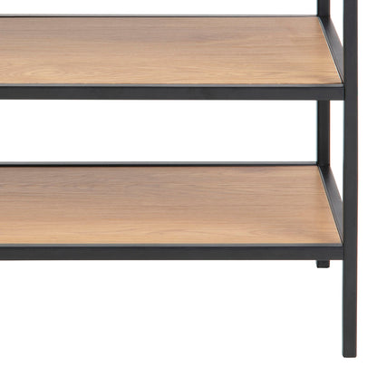 Cote | Furniture Seaford Shoe Rack Metal Frame with 2 Oak Shelves - Black Seaford, Shoe Storage 90A0000079423