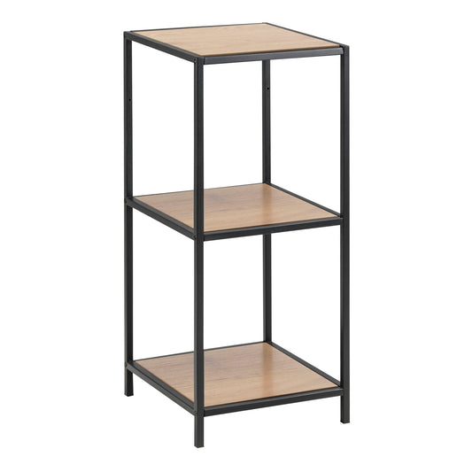 Cote | Furniture Seaford Bookcase Narrow, Metal Frame with 2 Oak Shelves - Black Seaford, Bookcases 90A0000080036