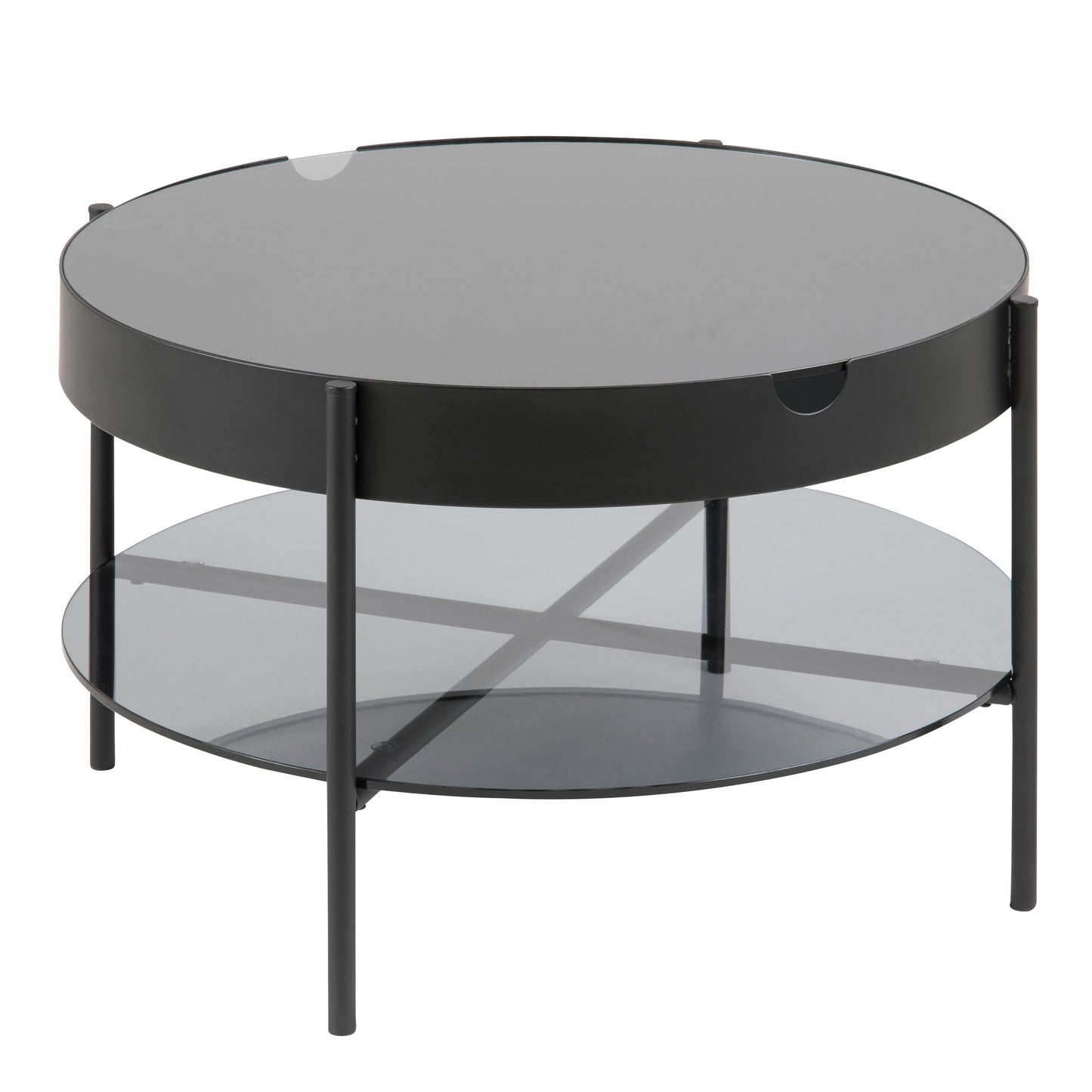 Cote | Furniture Tipton Coffee Table, Round - Black with Smoked Glass Top Tipton, Coffee Tables 90A0000080388