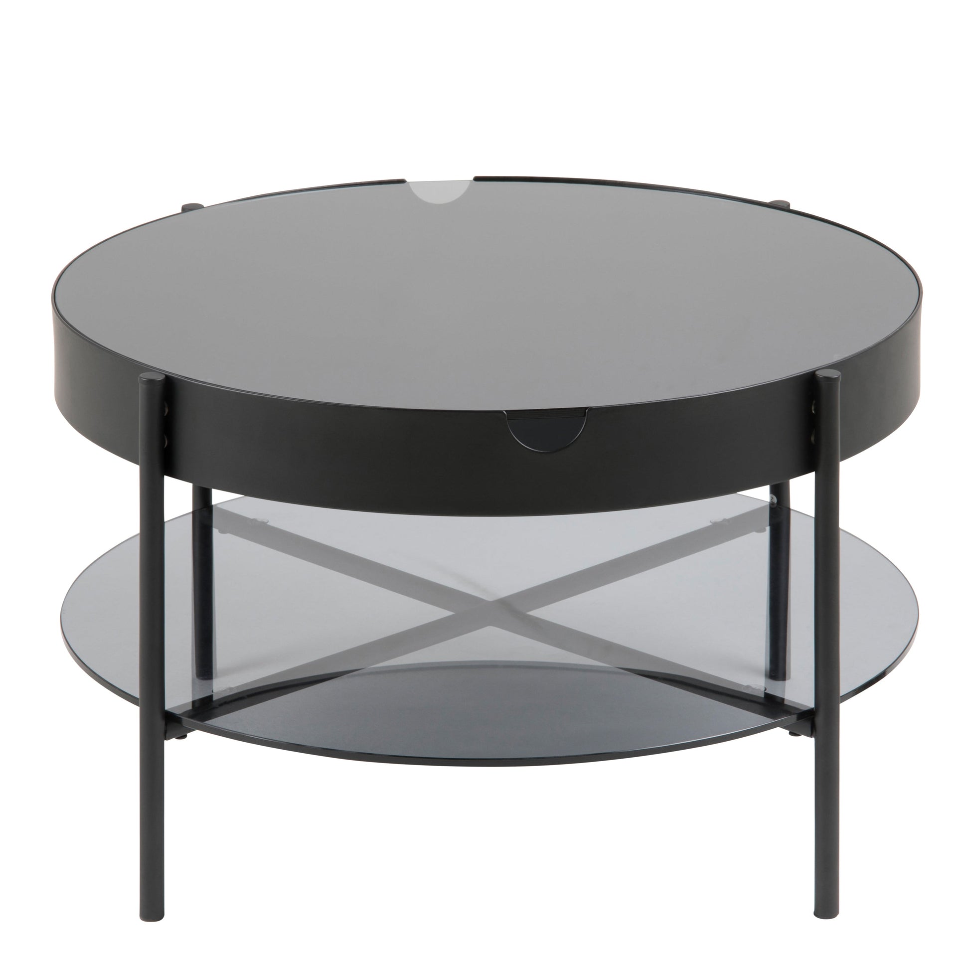 Cote | Furniture Tipton Coffee Table, Round - Black with Smoked Glass Top Tipton, Coffee Tables 90A0000080388