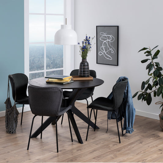 Cote | Furniture Duncan Round Dining Table, 2-4 Seater (105x75cm) - Black, Dining Tables 90A0000080527