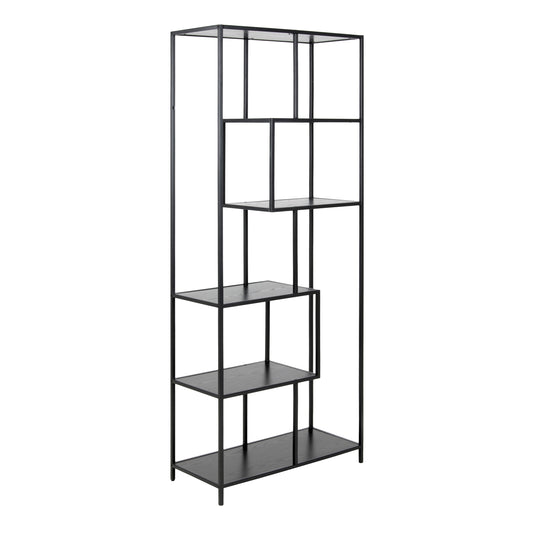 Cote | Furniture Seaford Bookcase Tall Metal with 5 Black Shelves - Black Seaford, Bookcases 90A0000080892