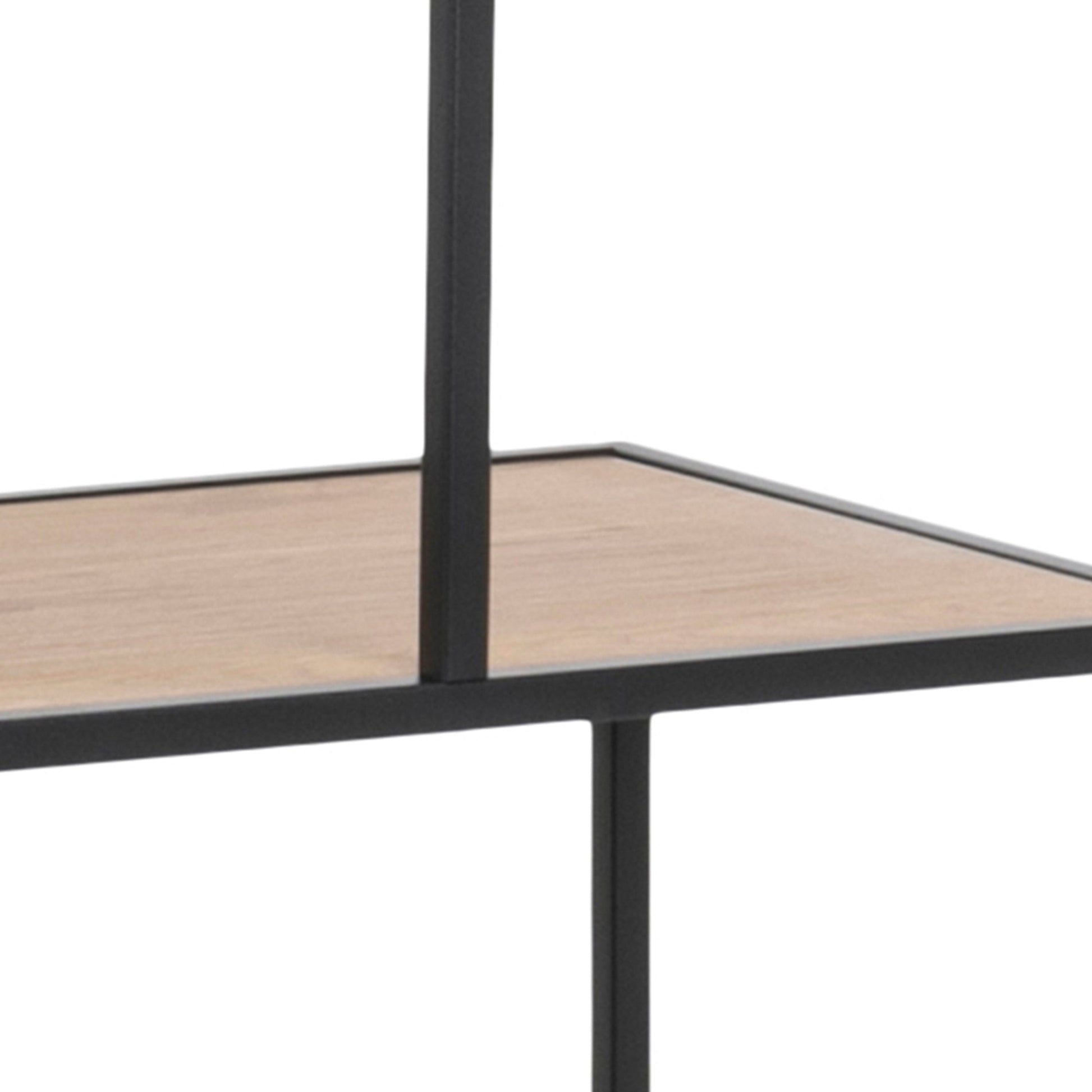 Cote | Furniture Seaford Bookcase, Asymmetrical Metal Frame with 5 Oak Shelves - Black Seaford, Bookcases 90A0000081311