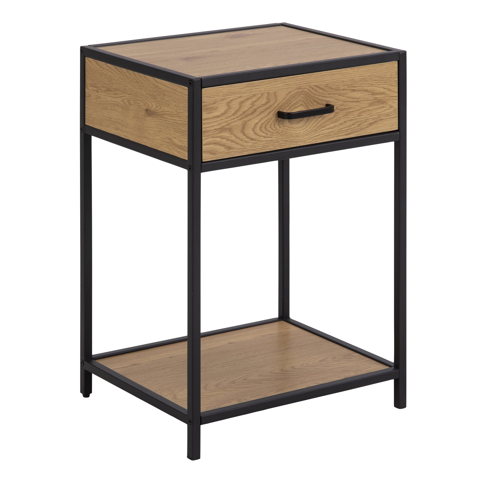 Cote | Furniture Seaford Bedside Table with 1 Drawer - Black & Oak Seaford, Bedside Tables 90A0000081317