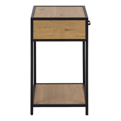 Cote | Furniture Seaford Bedside Table with 1 Drawer - Black & Oak Seaford, Bedside Tables 90A0000081317