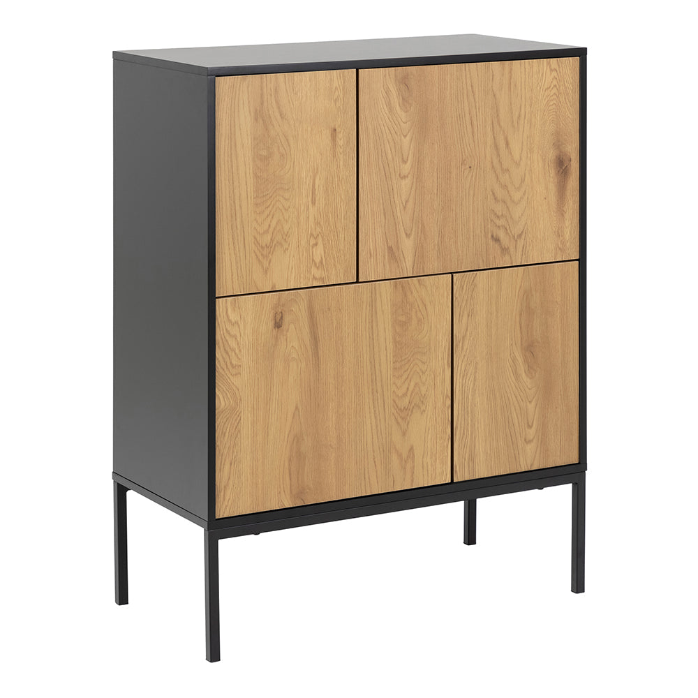 Cote | Furniture Seaford Sideboard, 4 Door - Black & Oak Seaford, Sideboards 90A0000081685