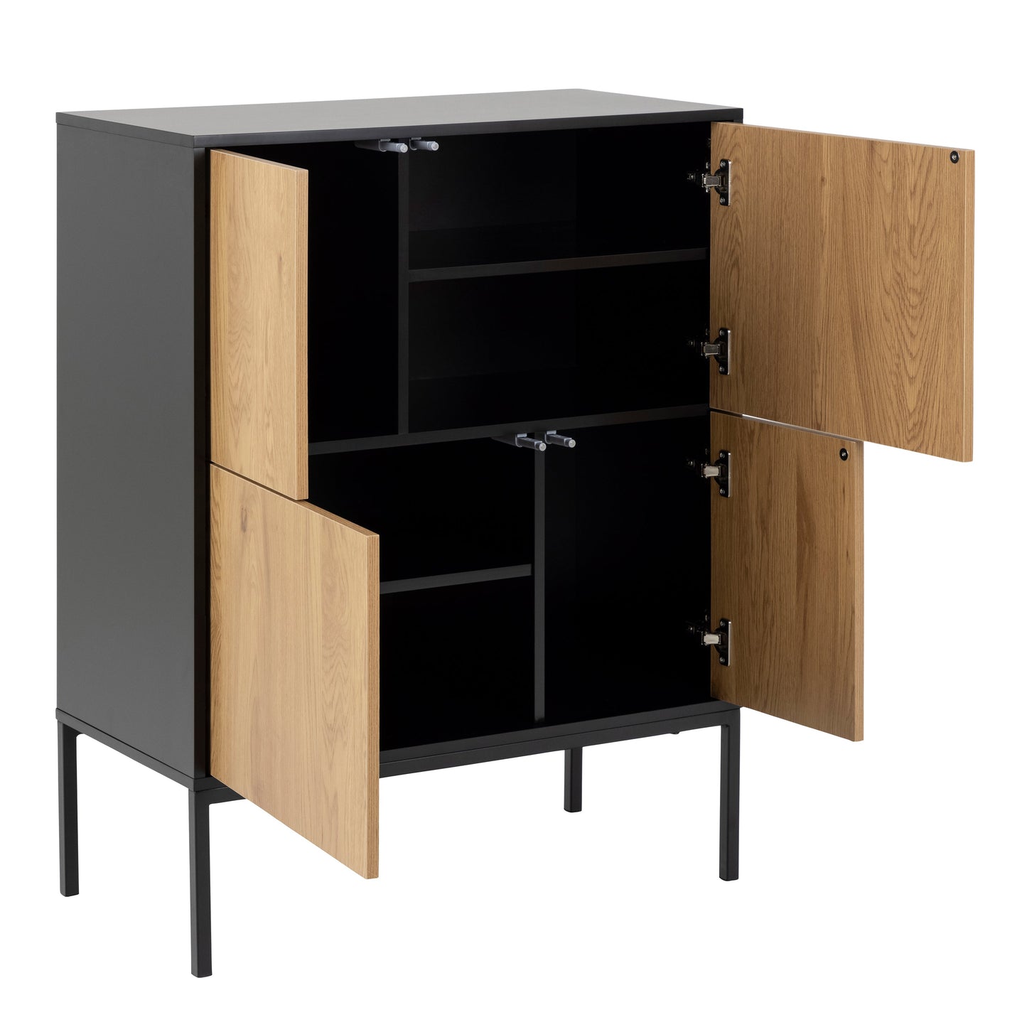 Cote | Furniture Seaford Sideboard, 4 Door - Black & Oak Seaford, Sideboards 90A0000081685