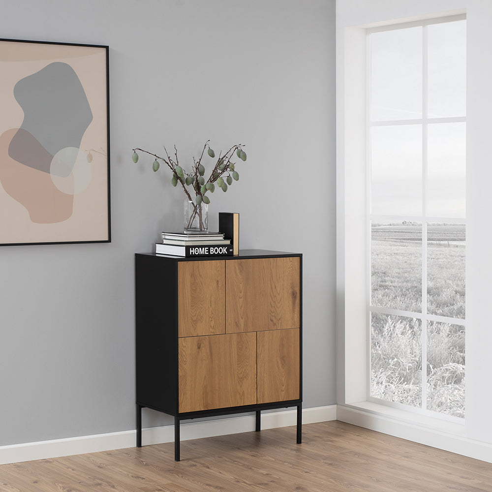 Cote | Furniture Seaford Sideboard, 4 Door - Black & Oak Seaford, Sideboards 90A0000081685