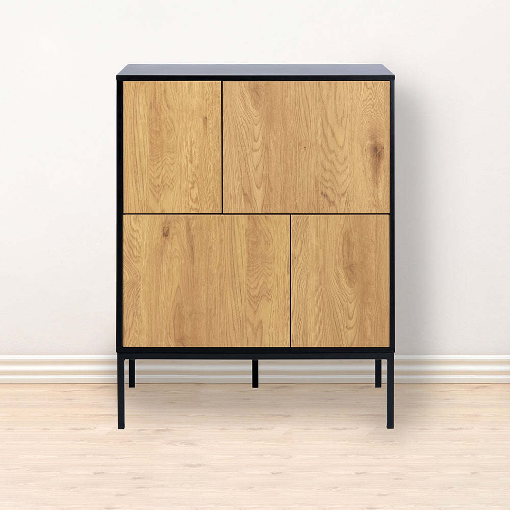 Cote | Furniture Seaford Sideboard, 4 Door - Black & Oak Seaford, Sideboards 90A0000081685