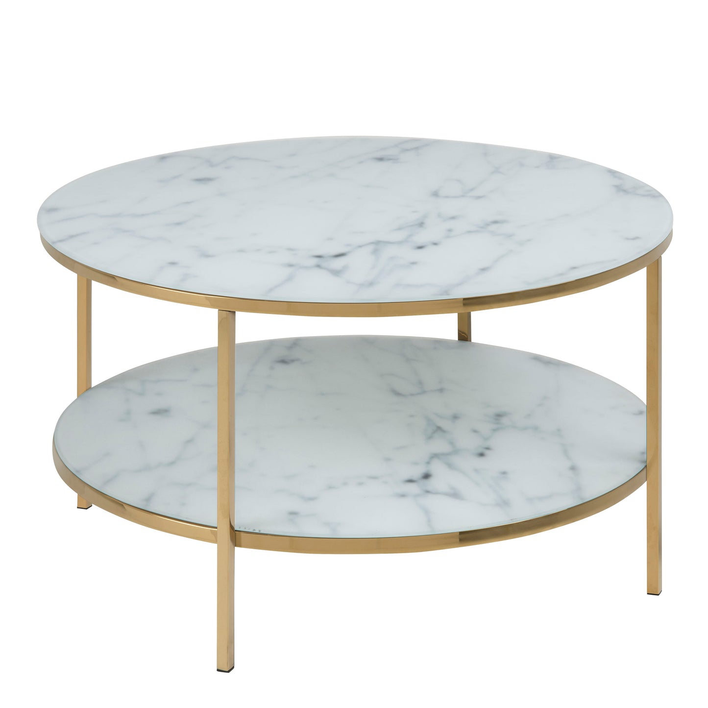 Cote | Furniture Alisma Coffee Table, Round with Marble Effect Glass Top - Gold Alisma, Coffee Tables 90A0000081694