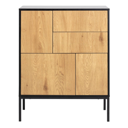 Cote | Furniture Seaford Sideboard, 3 Door + 2 Drawer - Black & Oak Seaford, Sideboards 90A0000083431