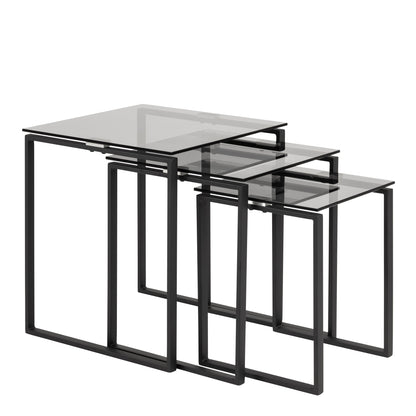 Cote | Furniture Katrine Nest of Tables with Smoked Glass Top - Black (Set of 3) Katrine, Nest of Tables 90A0000083625