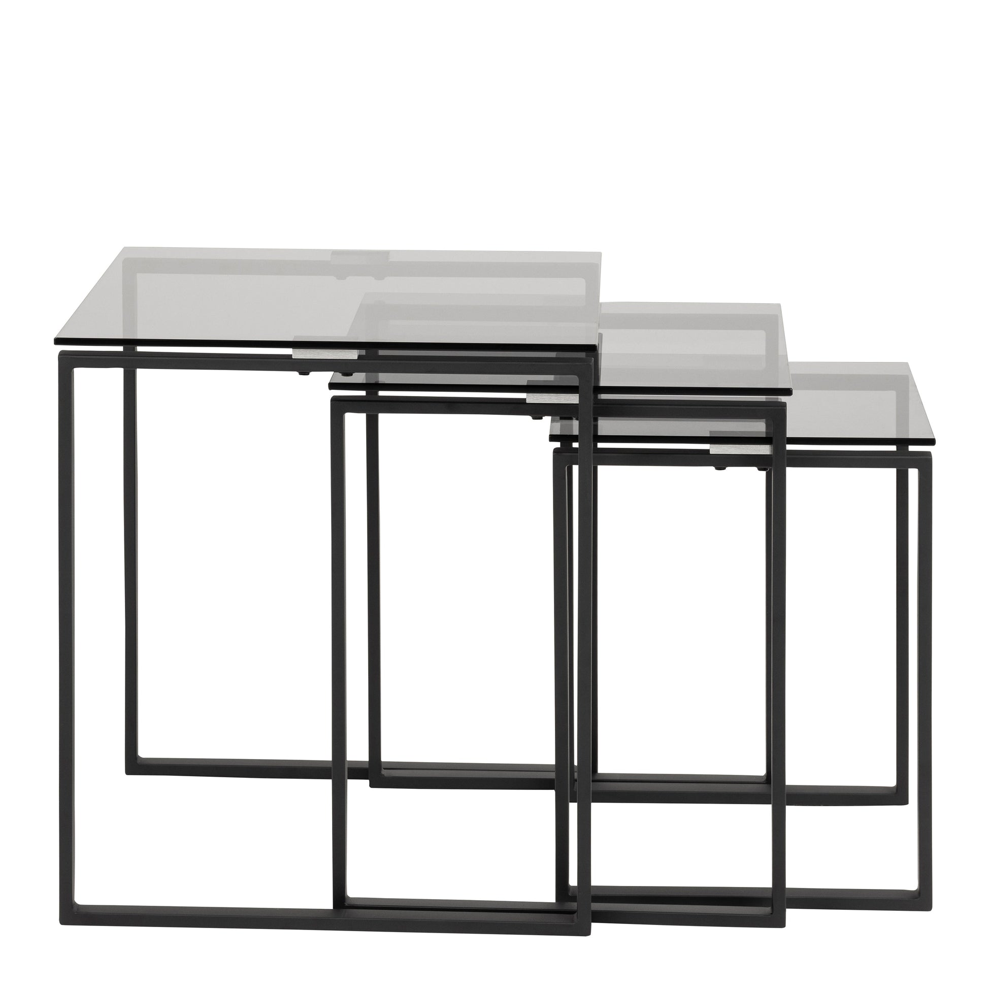 Cote | Furniture Katrine Nest of Tables with Smoked Glass Top - Black (Set of 3) Katrine, Nest of Tables 90A0000083625