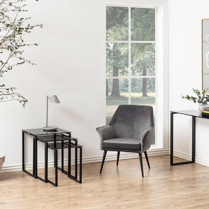 Cote | Furniture Katrine Nest of Tables with Smoked Glass Top - Black (Set of 3) Katrine, Nest of Tables 90A0000083625