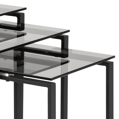 Cote | Furniture Katrine Nest of Tables with Smoked Glass Top - Black (Set of 3) Katrine, Nest of Tables 90A0000083625