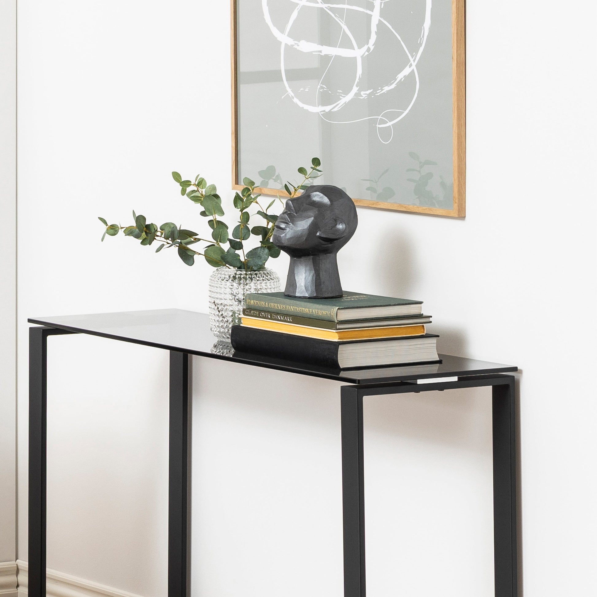 Cote | Furniture Katrine Console Table with Smoked Glass Top - Black Katrine, Console Tables 90A0000083626