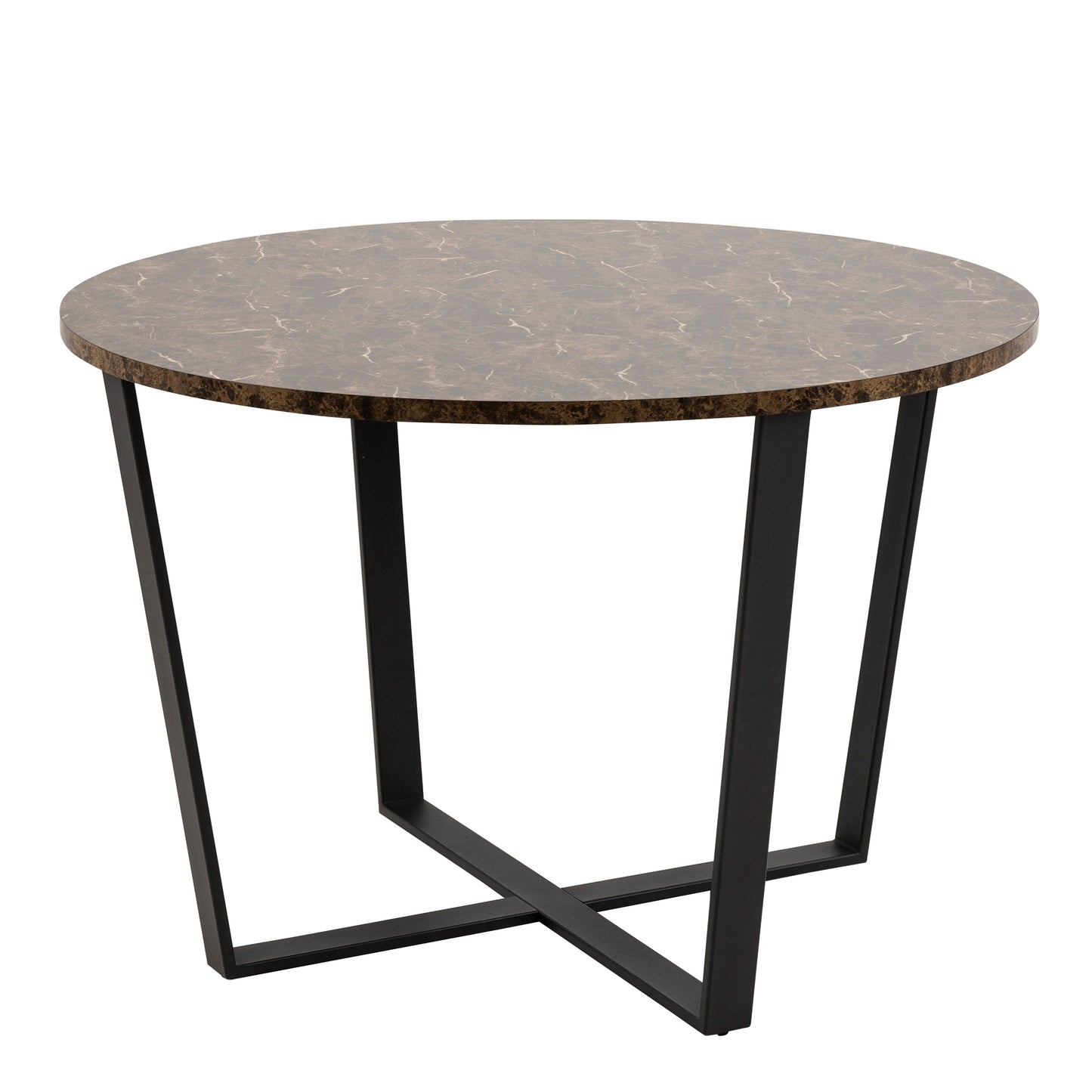 Cote | Furniture Amble 4 Seater Dining Table, Round with Brown Marble Top - Black Legs Amble, Dining Tables 90A0000084697