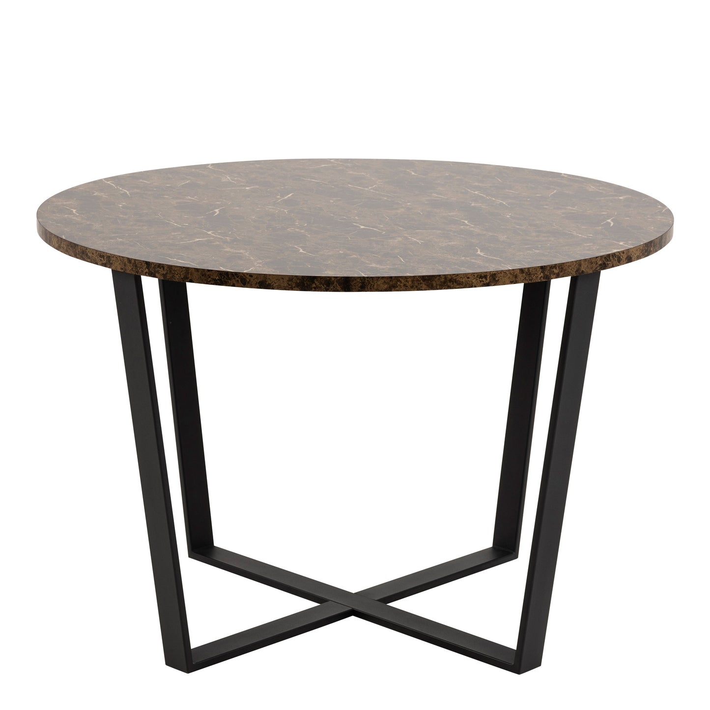 Cote | Furniture Amble 4 Seater Dining Table, Round with Brown Marble Top - Black Legs Amble, Dining Tables 90A0000084697