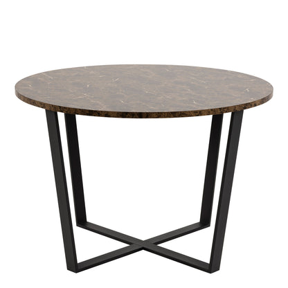 Cote | Furniture Amble 4 Seater Dining Table, Round with Brown Marble Top - Black Legs Amble, Dining Tables 90A0000084697