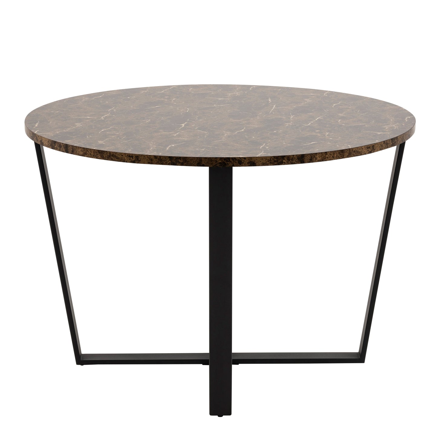 Cote | Furniture Amble 4 Seater Dining Table, Round with Brown Marble Top - Black Legs Amble, Dining Tables 90A0000084697