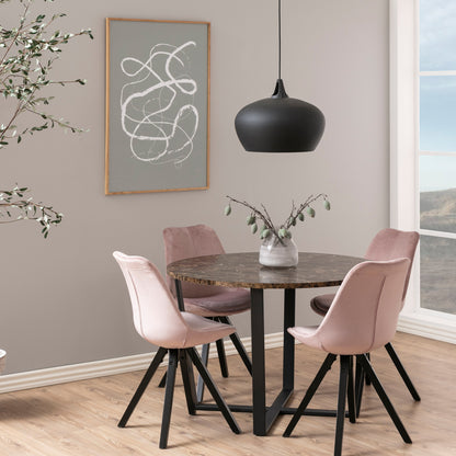 Cote | Furniture Amble 4 Seater Dining Table, Round with Brown Marble Top - Black Legs Amble, Dining Tables 90A0000084697